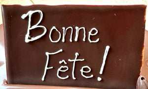 Message sur une plaquette de chocolat