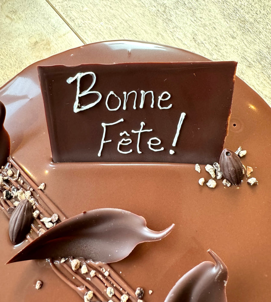 Message sur une plaquette de chocolat