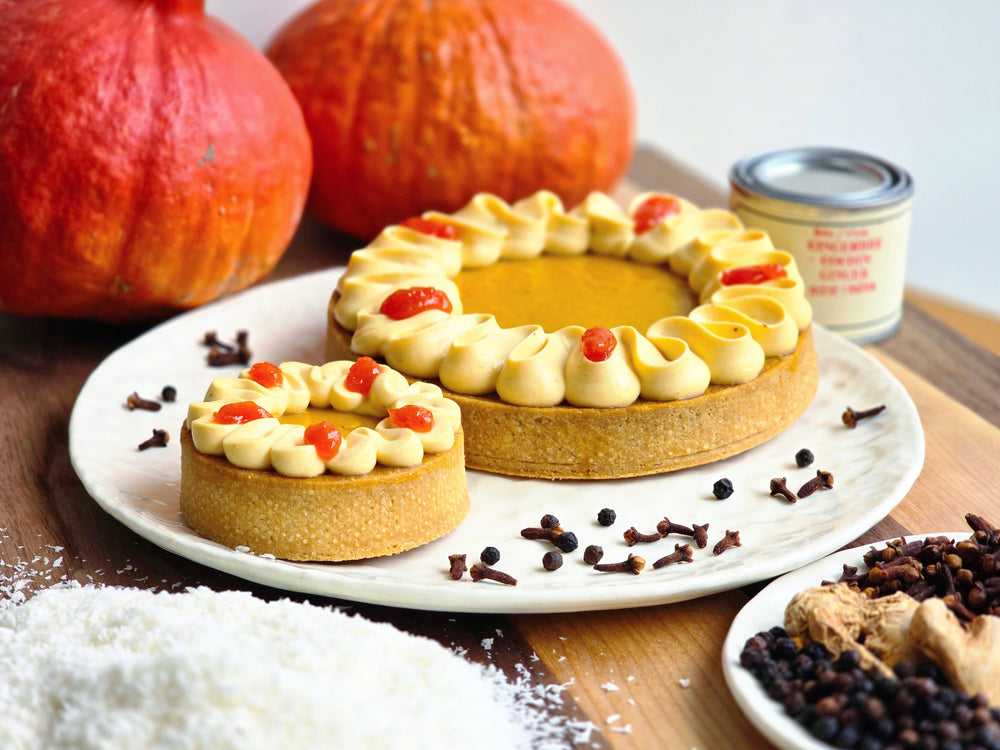Tarte à la citrouille, argousier & orange sanguine